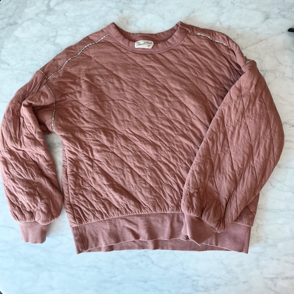 Coral Color Quilted Moving Blanket Style Sweat Shirt - Size M - Picture 1 of 9